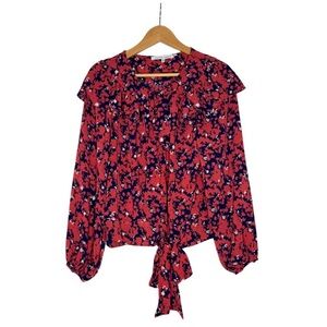 Collective Concepts Red and Blue Floral Blouse